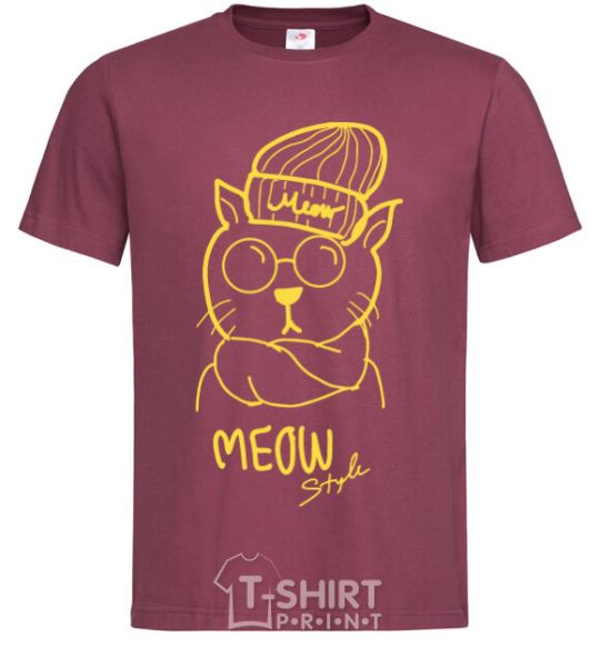 Men's T-Shirt Meow style burgundy фото