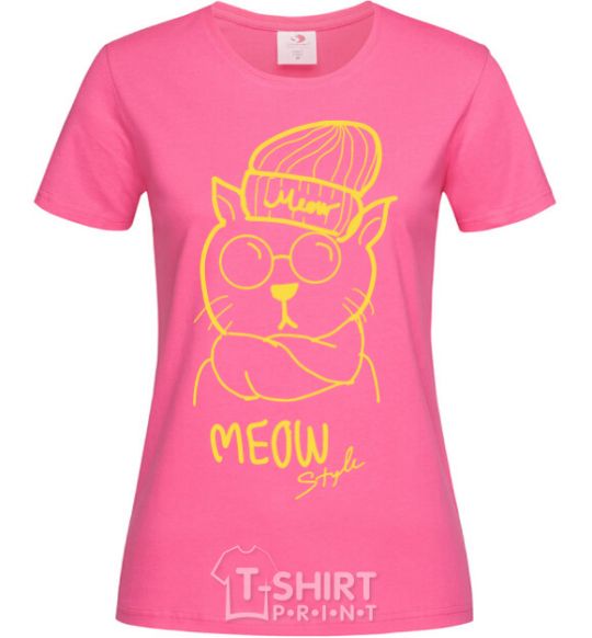 Женская футболка Meow style Ярко-розовый фото