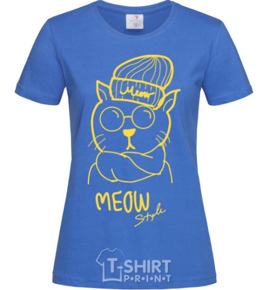 Women's T-shirt Meow style royal-blue фото