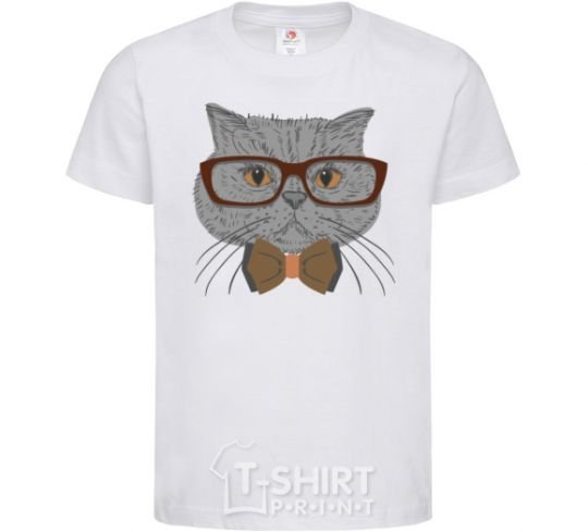 Kids T-shirt Cat teacher White фото