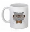 Ceramic mug Cat teacher White фото