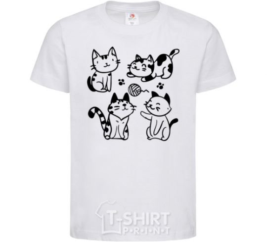 Детская футболка Смешные котики Белый фото