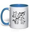 Mug with a colored handle Funny kitties royal-blue фото