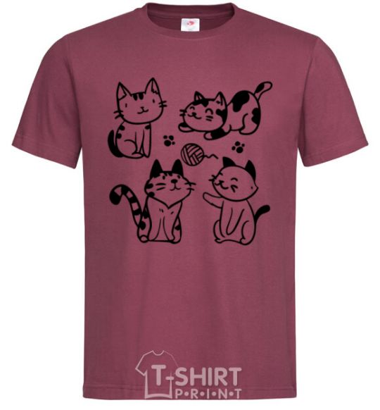 Men's T-Shirt Funny kitties burgundy фото