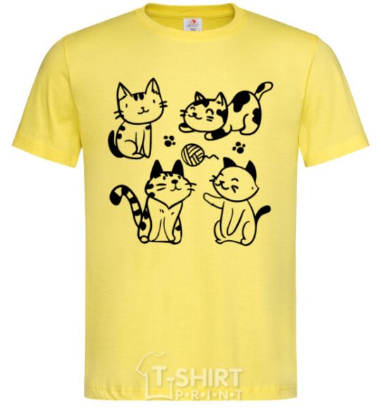 Men's T-Shirt Funny kitties cornsilk фото