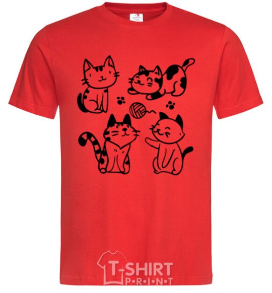 Men's T-Shirt Funny kitties red фото