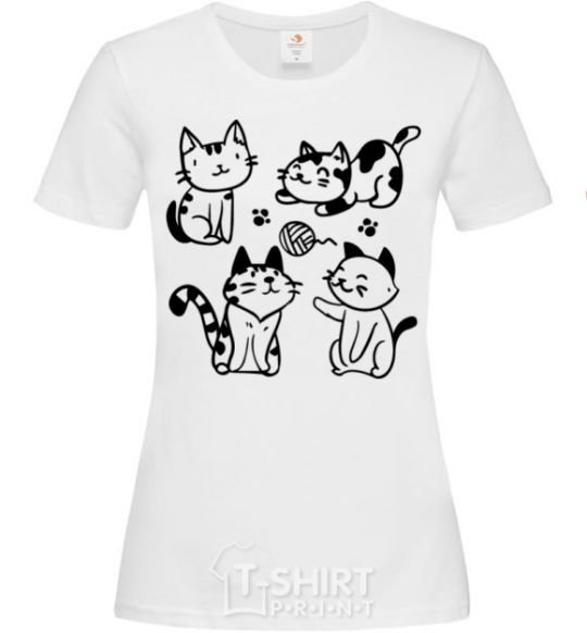 Women's T-shirt Funny kitties White фото