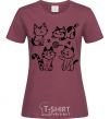 Women's T-shirt Funny kitties burgundy фото