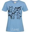 Women's T-shirt Funny kitties sky-blue фото