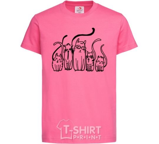 Детская футболка Коты Ч/Б Ярко-розовый фото