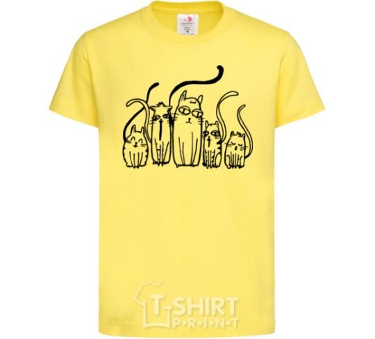 Kids T-shirt Cats B/W cornsilk фото