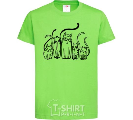 Kids T-shirt Cats B/W orchid-green фото