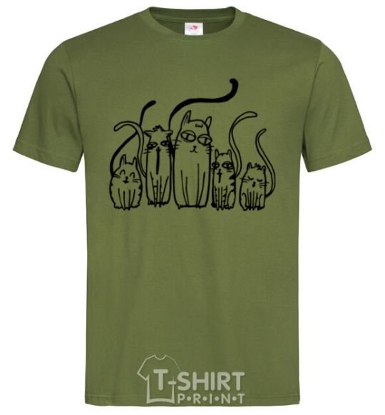 Men's T-Shirt Cats B/W millennial-khaki фото