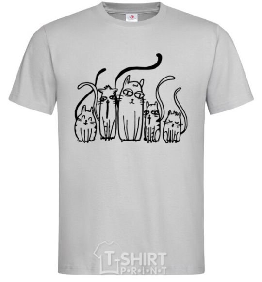 Men's T-Shirt Cats B/W grey фото