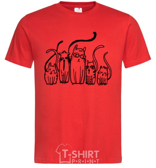 Men's T-Shirt Cats B/W red фото