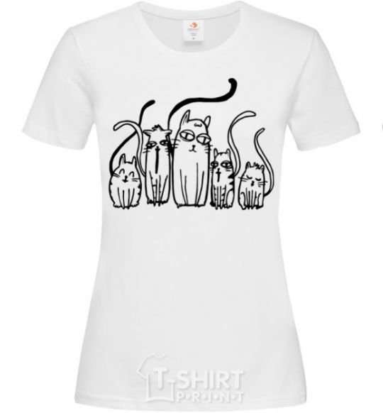 Women's T-shirt Cats B/W White фото