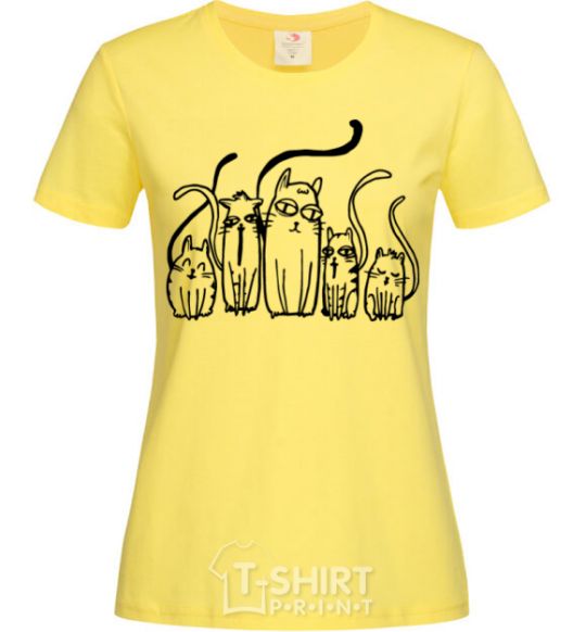 Women's T-shirt Cats B/W cornsilk фото