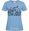 Women's T-shirt Cats B/W sky-blue фото