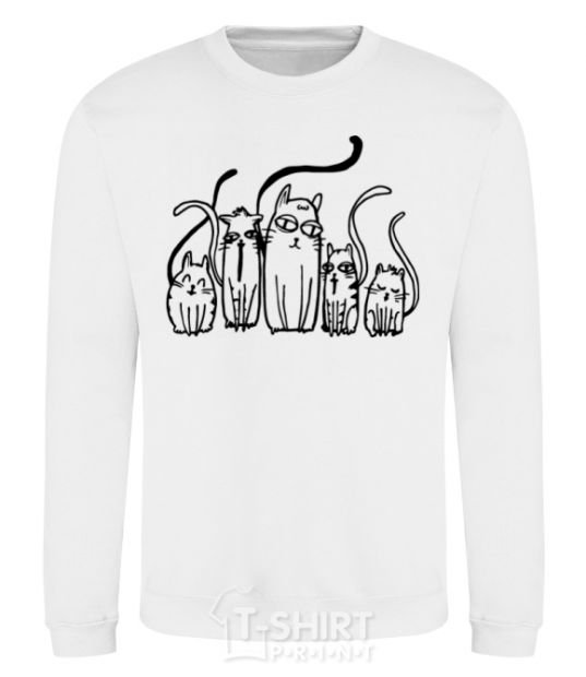 Sweatshirt Cats B/W White фото