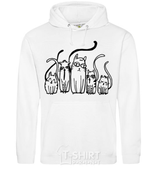 Men`s hoodie Cats B/W White фото