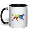 Mug with a colored handle Bright cat black фото