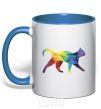 Mug with a colored handle Bright cat royal-blue фото