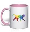 Mug with a colored handle Bright cat light-pink фото