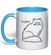 Mug with a colored handle Longhair sky-blue фото