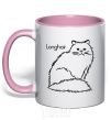 Mug with a colored handle Longhair light-pink фото