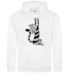 Men`s hoodie Stratching cat White фото