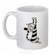 Ceramic mug Stratching cat White фото