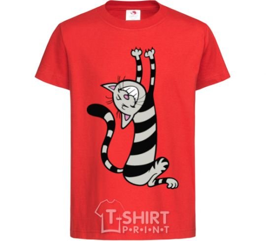 Детская футболка Stratching cat Красный фото