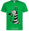 Мужская футболка Stratching cat Зеленый фото