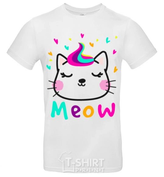 Men's T-Shirt Meow cat White фото