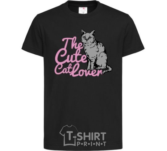 Kids T-shirt 6834 The cute catlover black фото