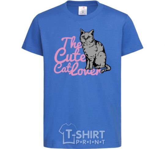 Kids T-shirt 6834 The cute catlover royal-blue фото