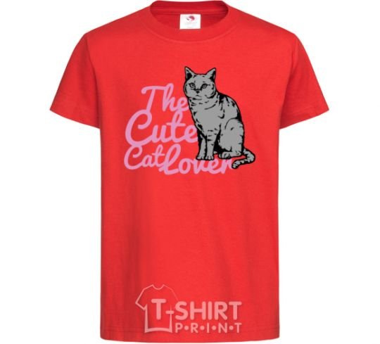 Kids T-shirt 6834 The cute catlover red фото