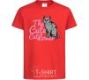 Kids T-shirt 6834 The cute catlover red фото