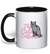 Mug with a colored handle 6834 The cute catlover black фото