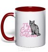 Mug with a colored handle 6834 The cute catlover red фото