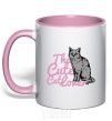 Mug with a colored handle 6834 The cute catlover light-pink фото