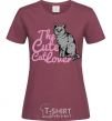 Women's T-shirt 6834 The cute catlover burgundy фото