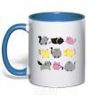 Mug with a colored handle Kitties royal-blue фото