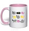 Mug with a colored handle Kitties light-pink фото