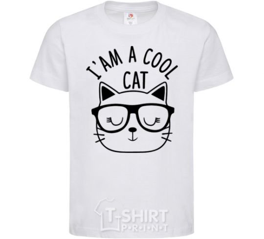 Kids T-shirt I am a cool cat White фото