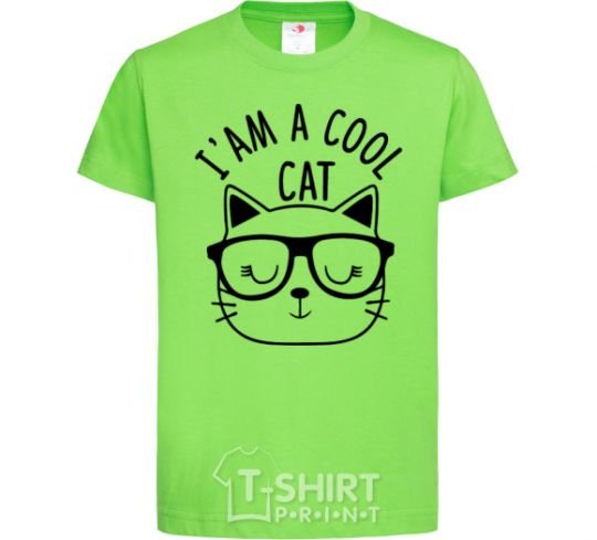 Kids T-shirt I am a cool cat orchid-green фото