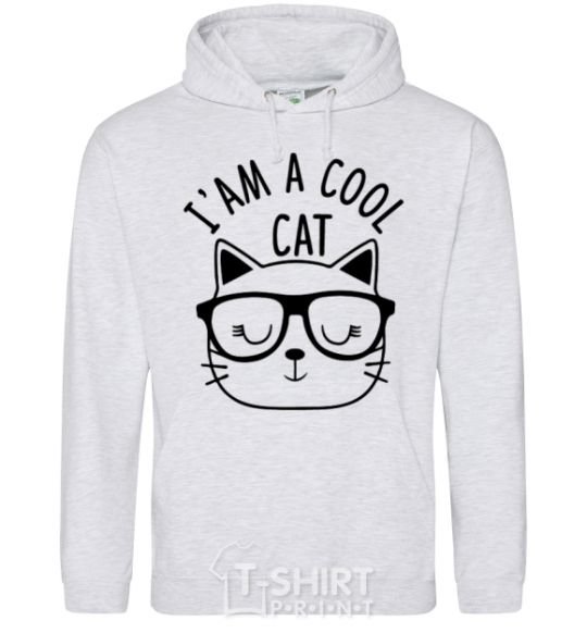 Men`s hoodie I am a cool cat sport-grey фото