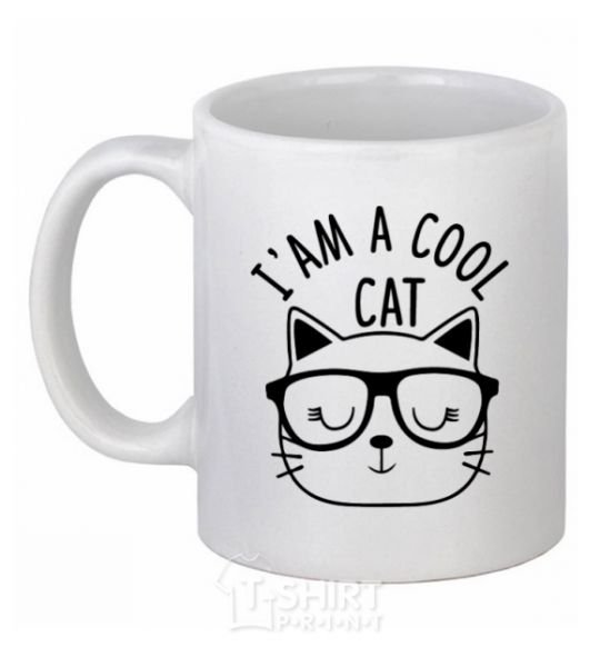 Ceramic mug I am a cool cat White фото