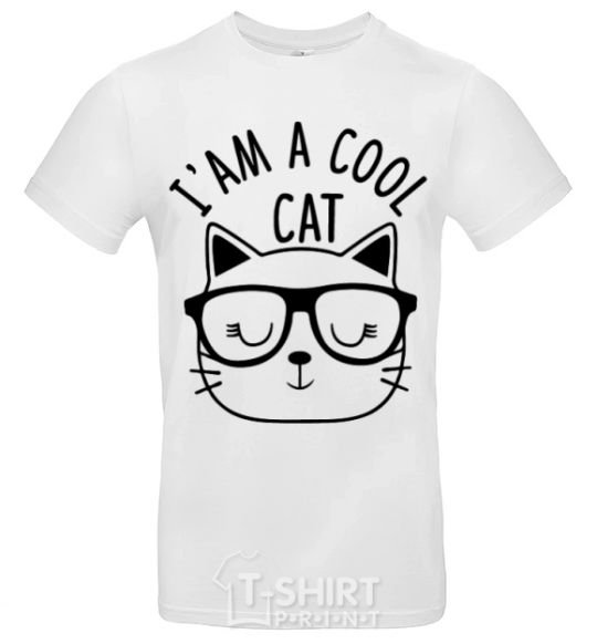 Мужская футболка I am a cool cat Белый фото