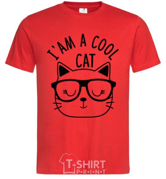 Мужская футболка I am a cool cat Красный фото